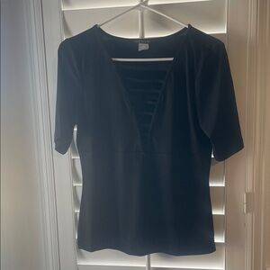 VENUS Black V-Neck Women's Blouse
